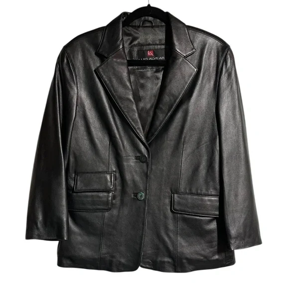 Vintage Luis Alvear ~ Women’s 100% Genuine Soft Leather Black Jacket ~ Size L - Picture 2 of 14